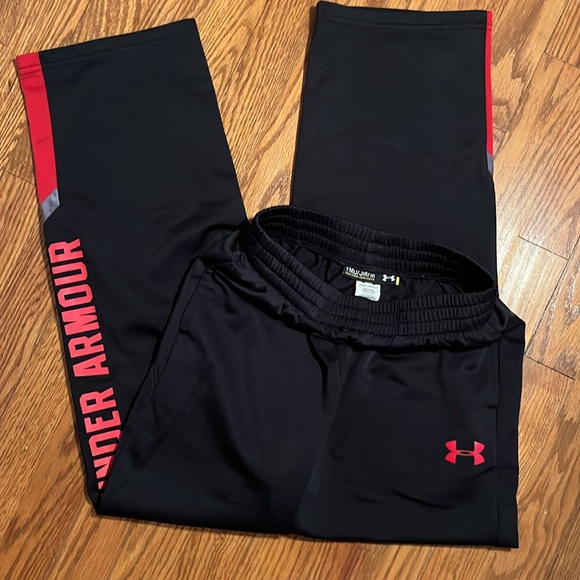Under Armour black and red open leg fleece pants - Picture 4 of 5